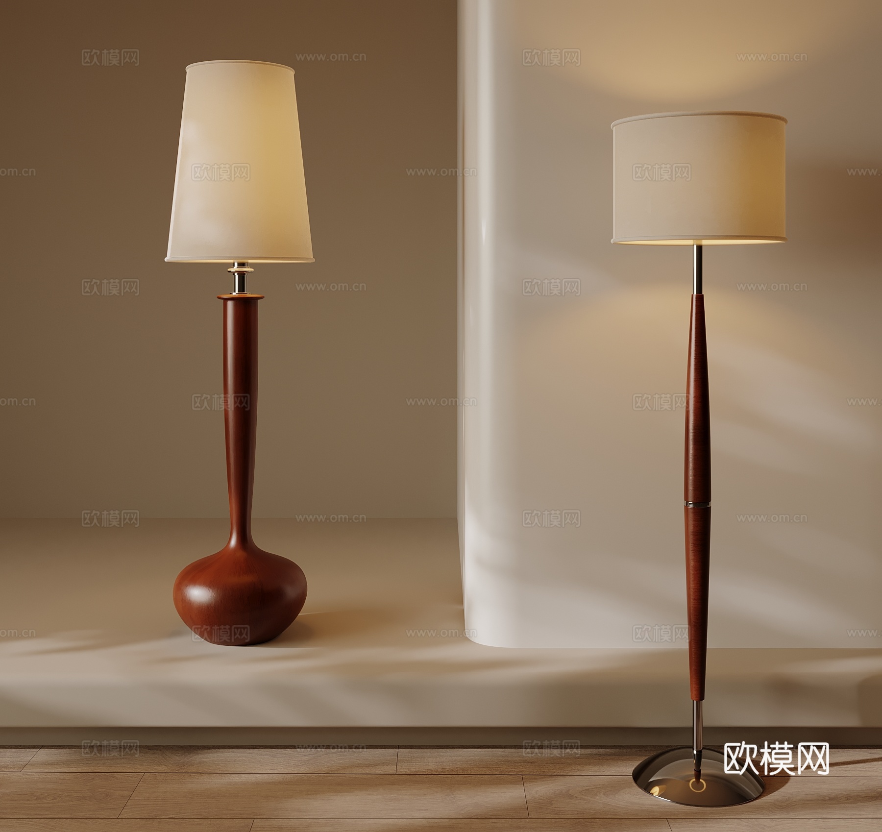 中古风落地灯3d模型下载