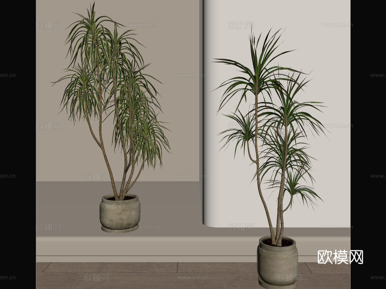 现代绿植盆栽 中古风绿植盆栽su模型