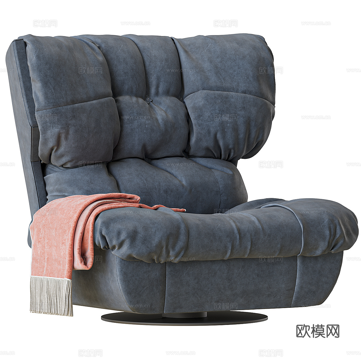 现代意式布艺沙发椅3d模型