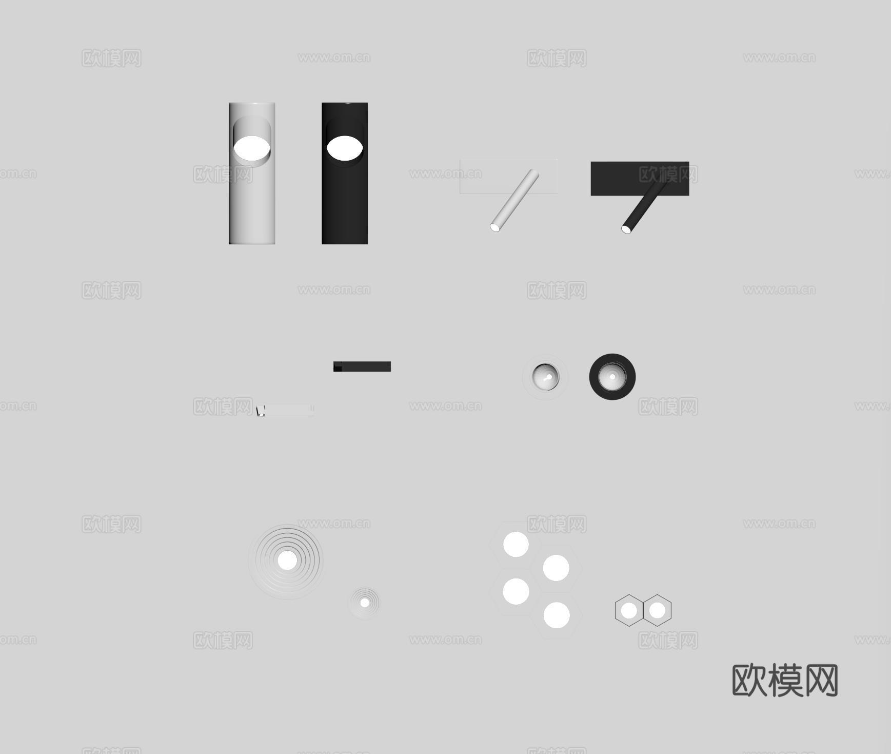 现代筒灯射灯 壁灯su模型