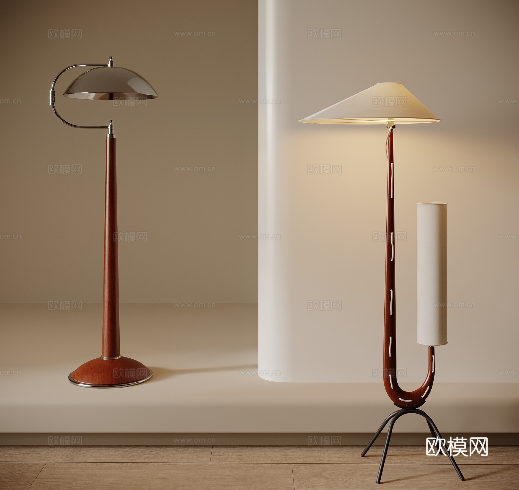 中古风落地灯su模型