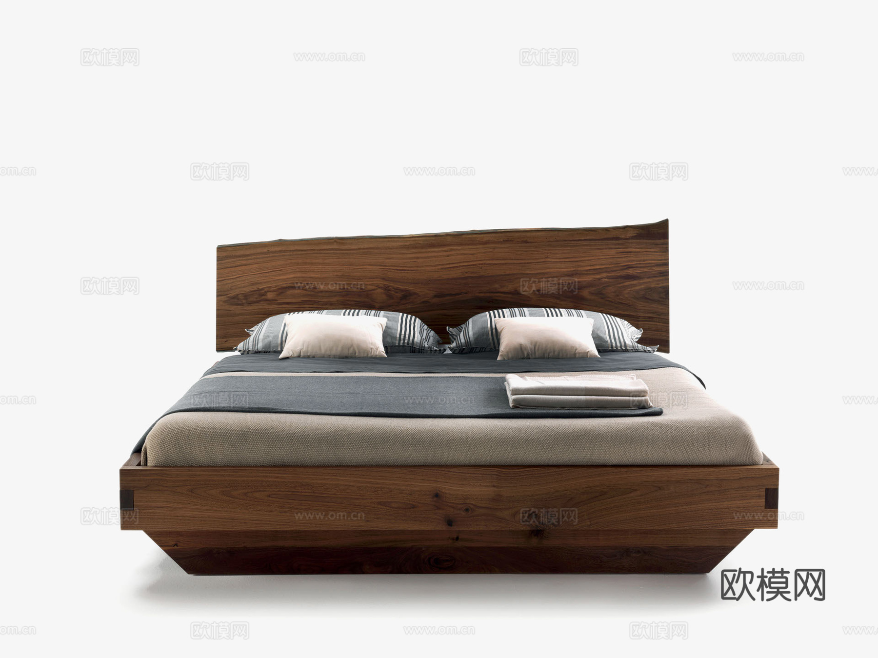 RIVA1920木床 双人床3d模型下载（渲染图1）