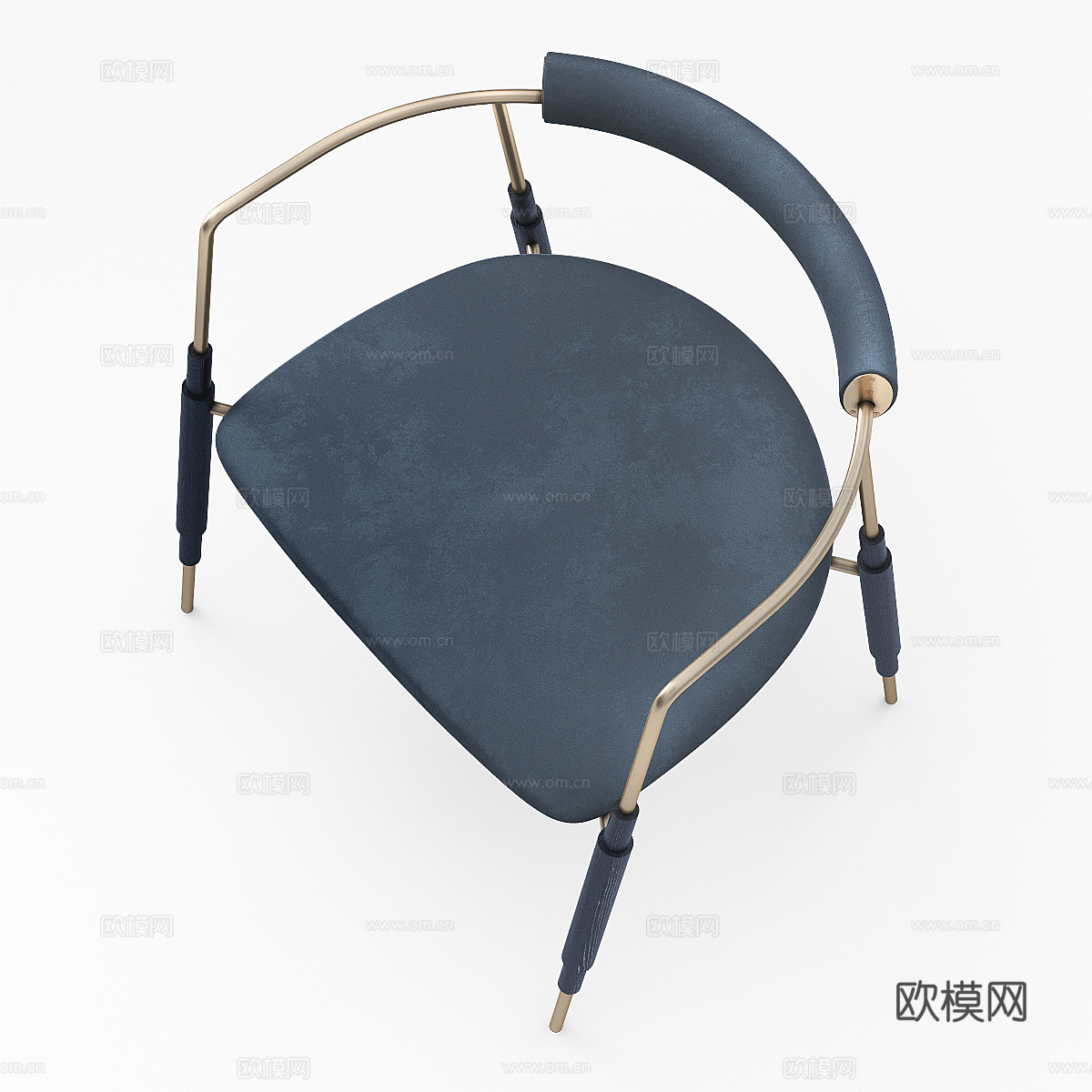 现代意式轻奢不锈钢布艺扶手椅3d模型