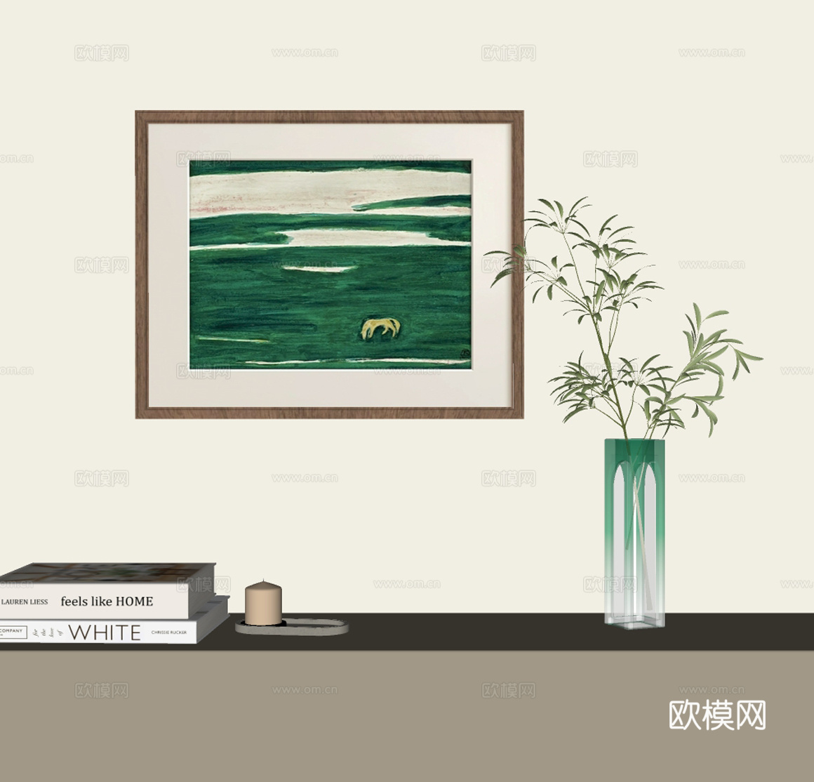 现代中古挂画su模型