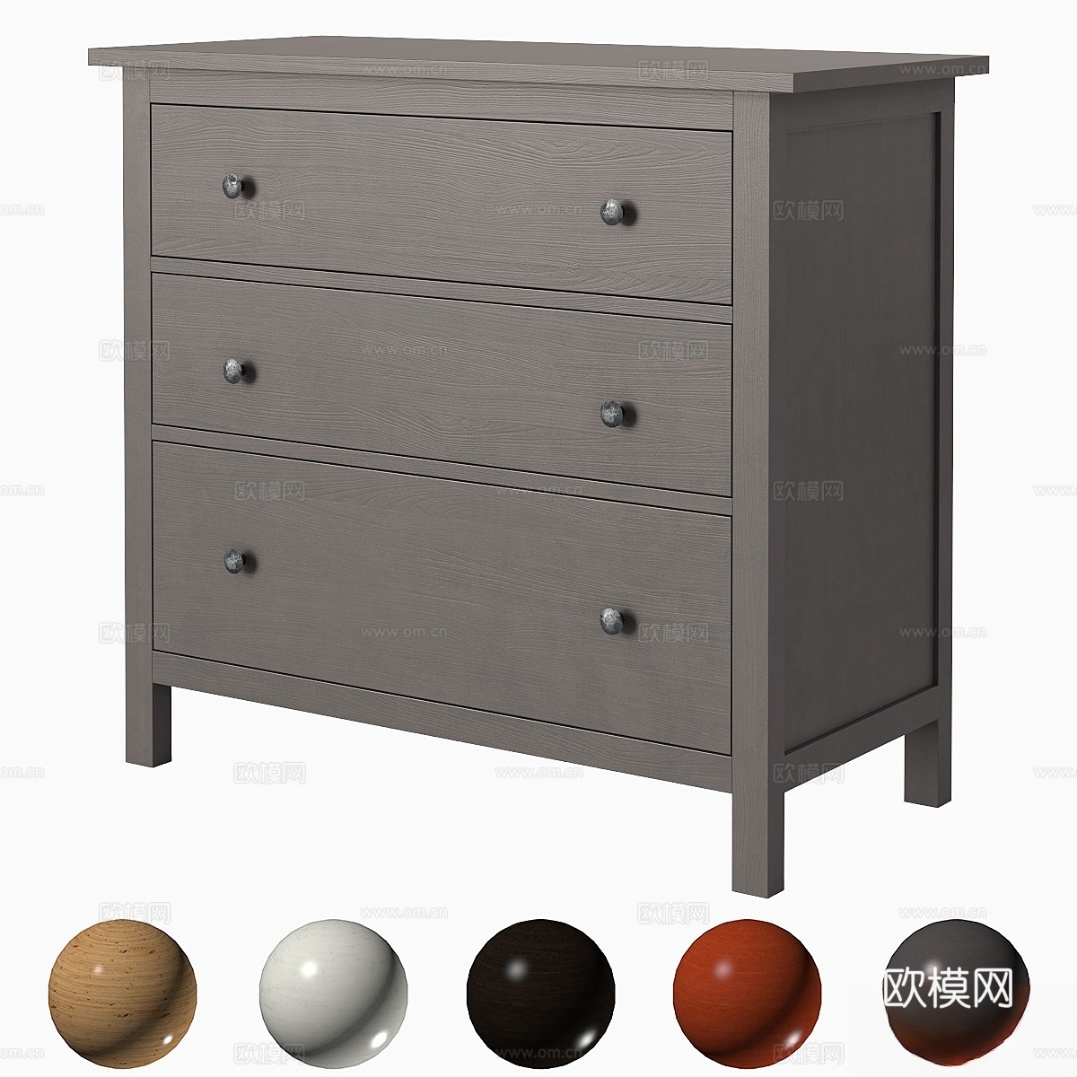 宜家 HEMNES 3 抽屉柜3d模型
