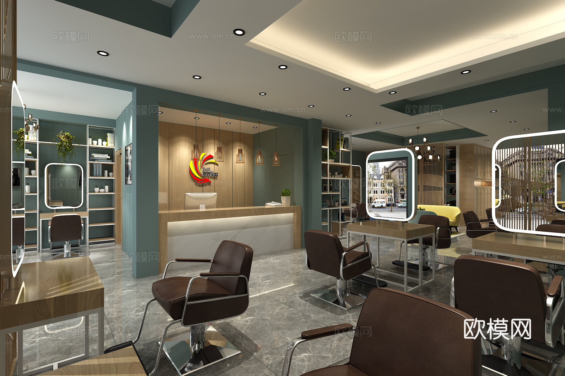 现代时尚门头 理发店3d模型