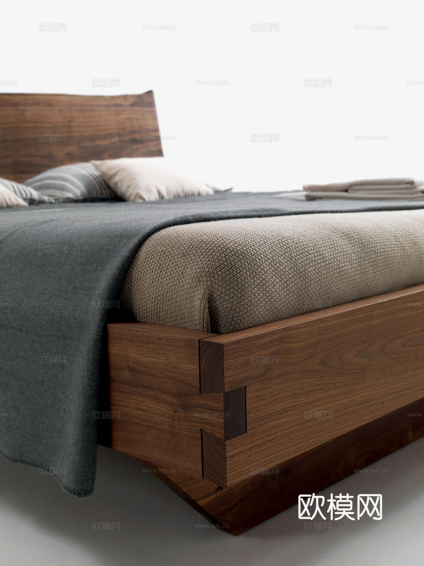 RIVA1920木床 双人床3d模型下载（渲染图3）