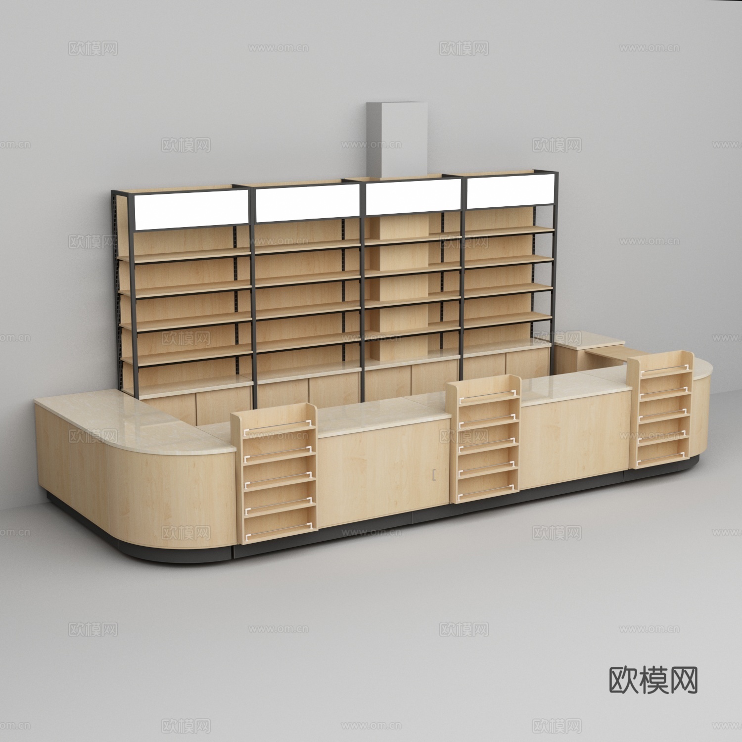 超市收银台背柜3d模型