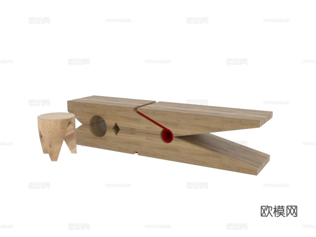 RIVA1920 木凳3d模型下载（渲染图1）