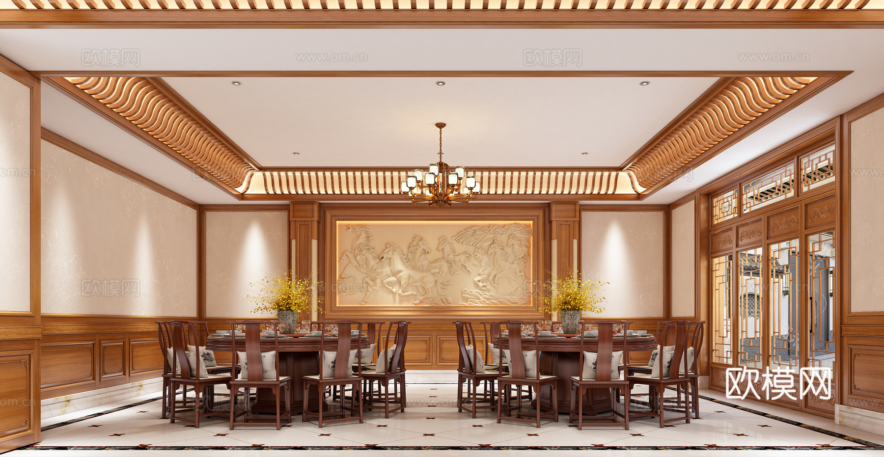 古典中式餐厅3d模型