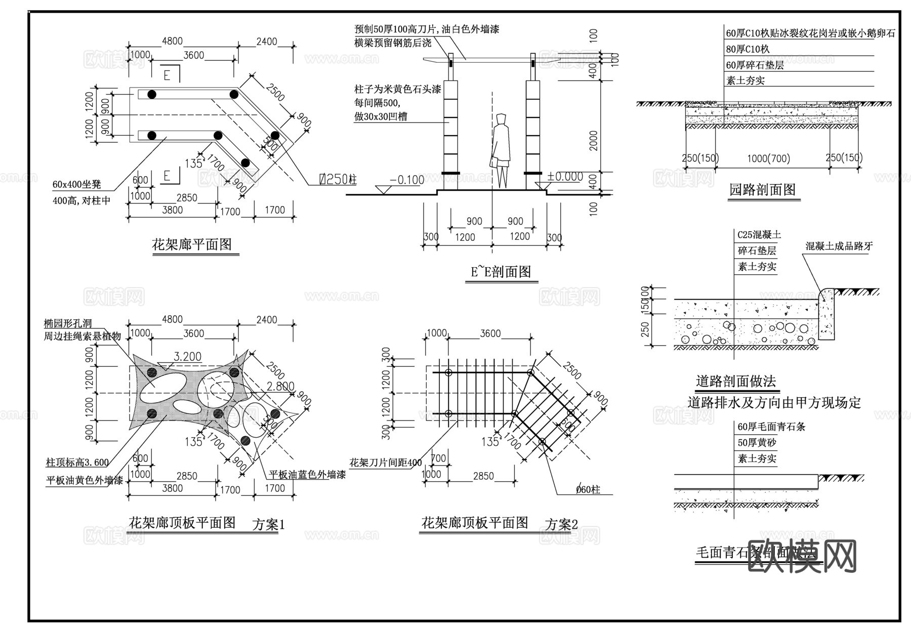 亭桥花架廊详图cad施工图