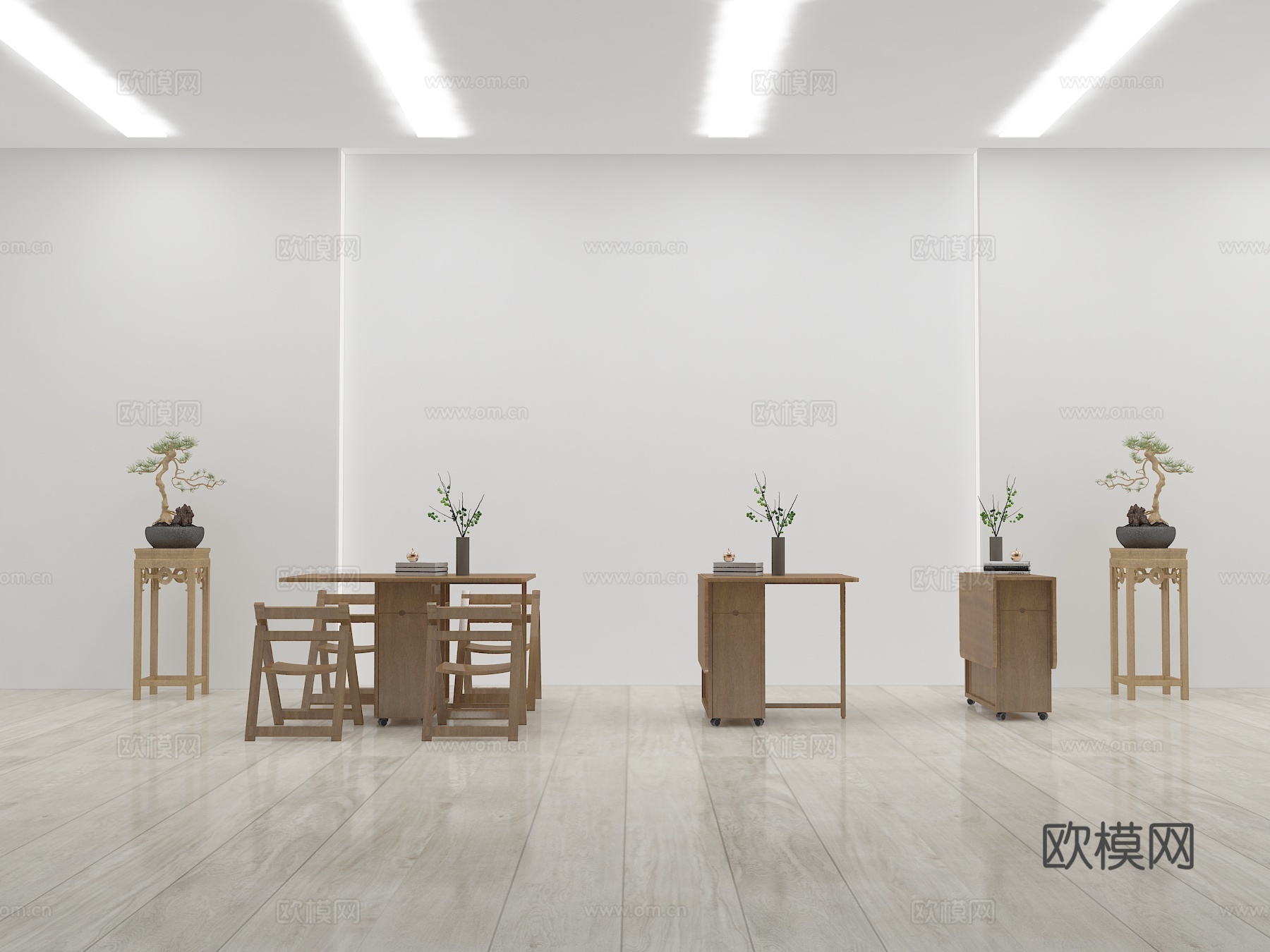 餐桌椅组合 折叠桌椅3d模型下载（渲染图3）