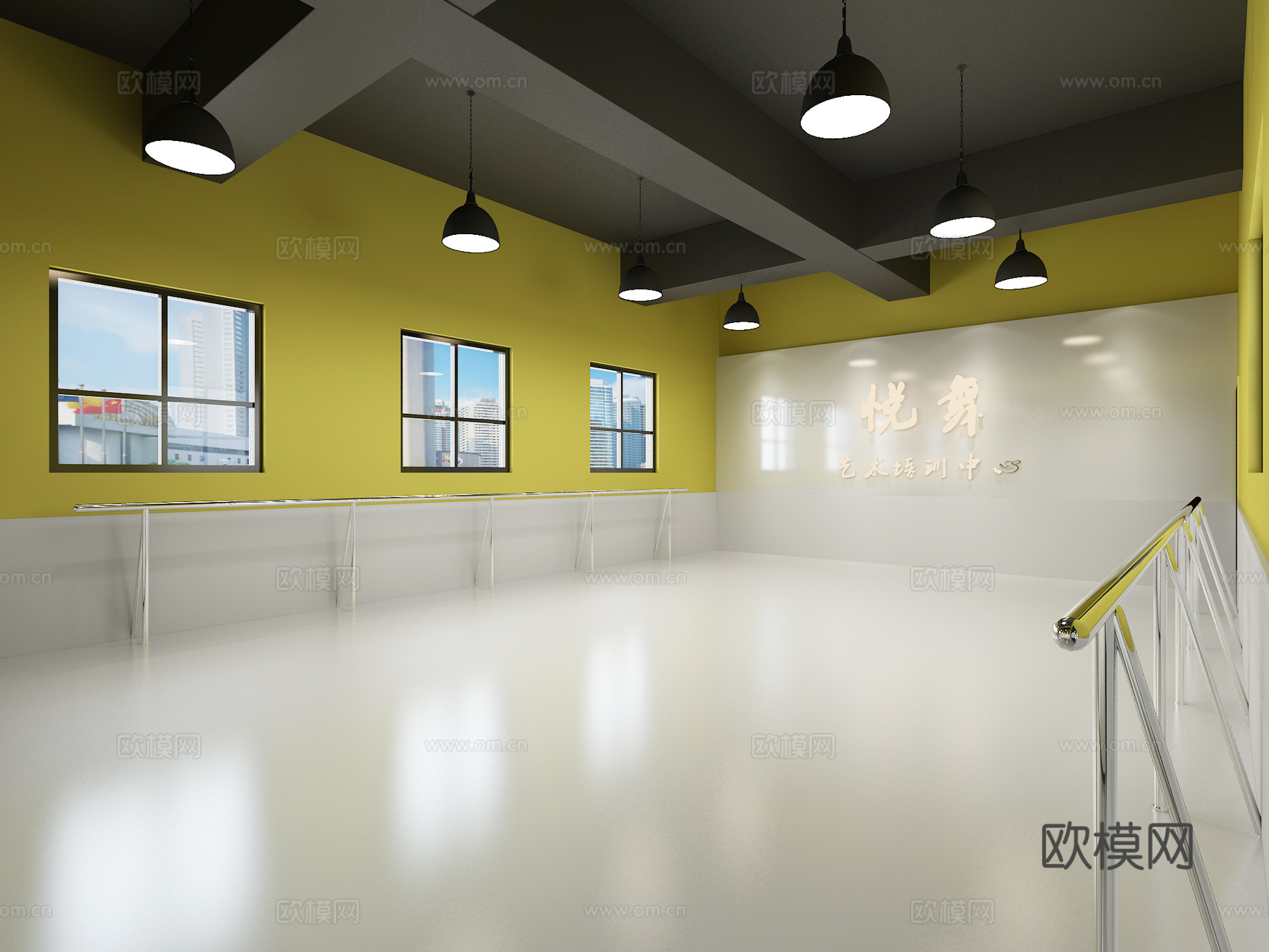 现代舞蹈室 接待室 展示柜3d模型