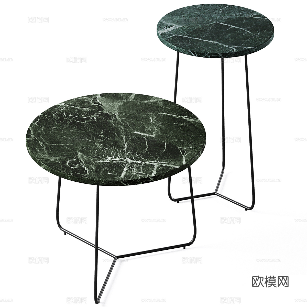 现代意式极简大理石茶几组合3d模型