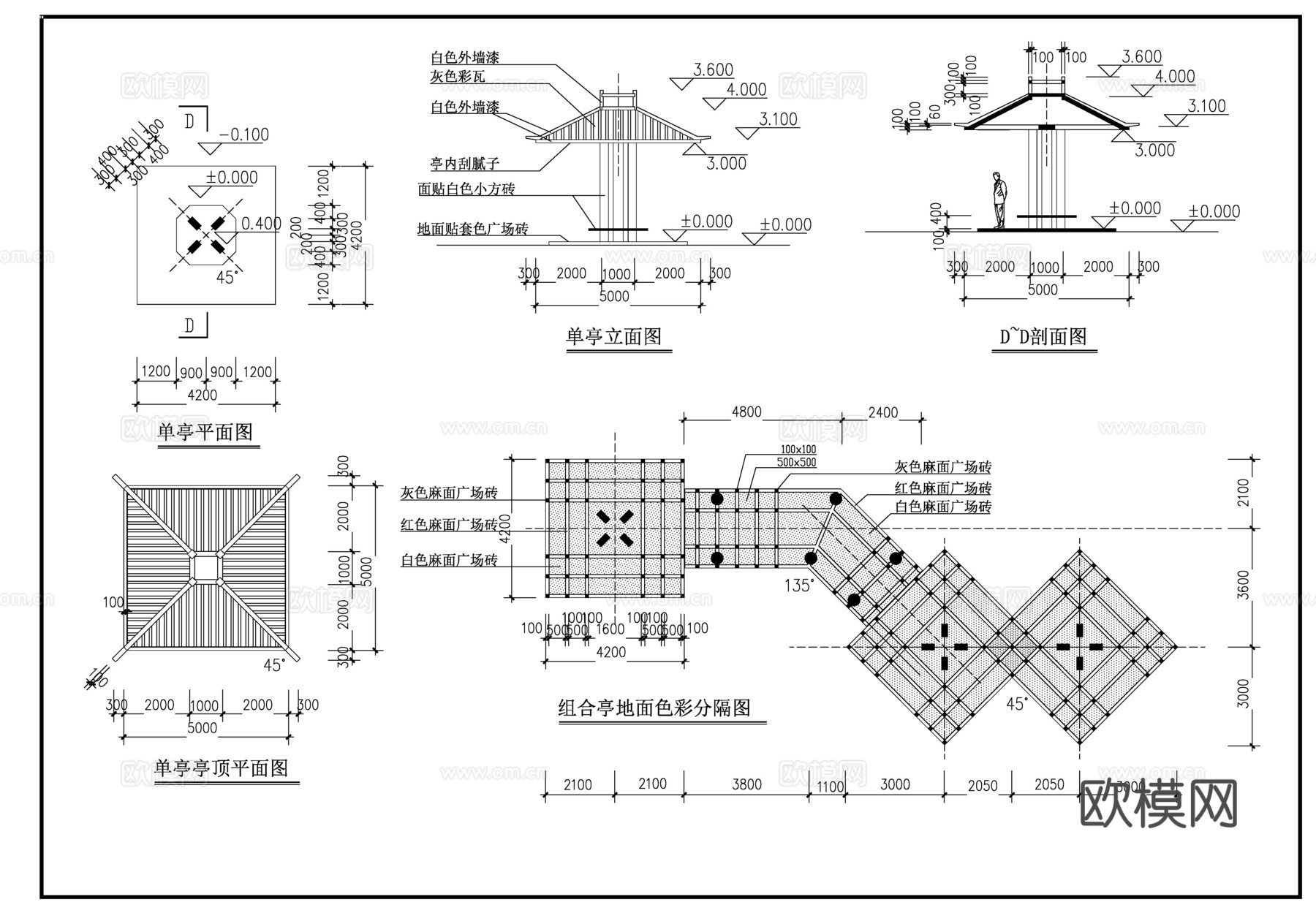 亭桥花架廊详图cad施工图