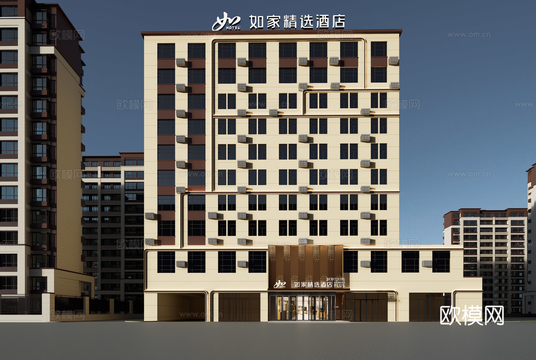 如家酒店外立面su模型