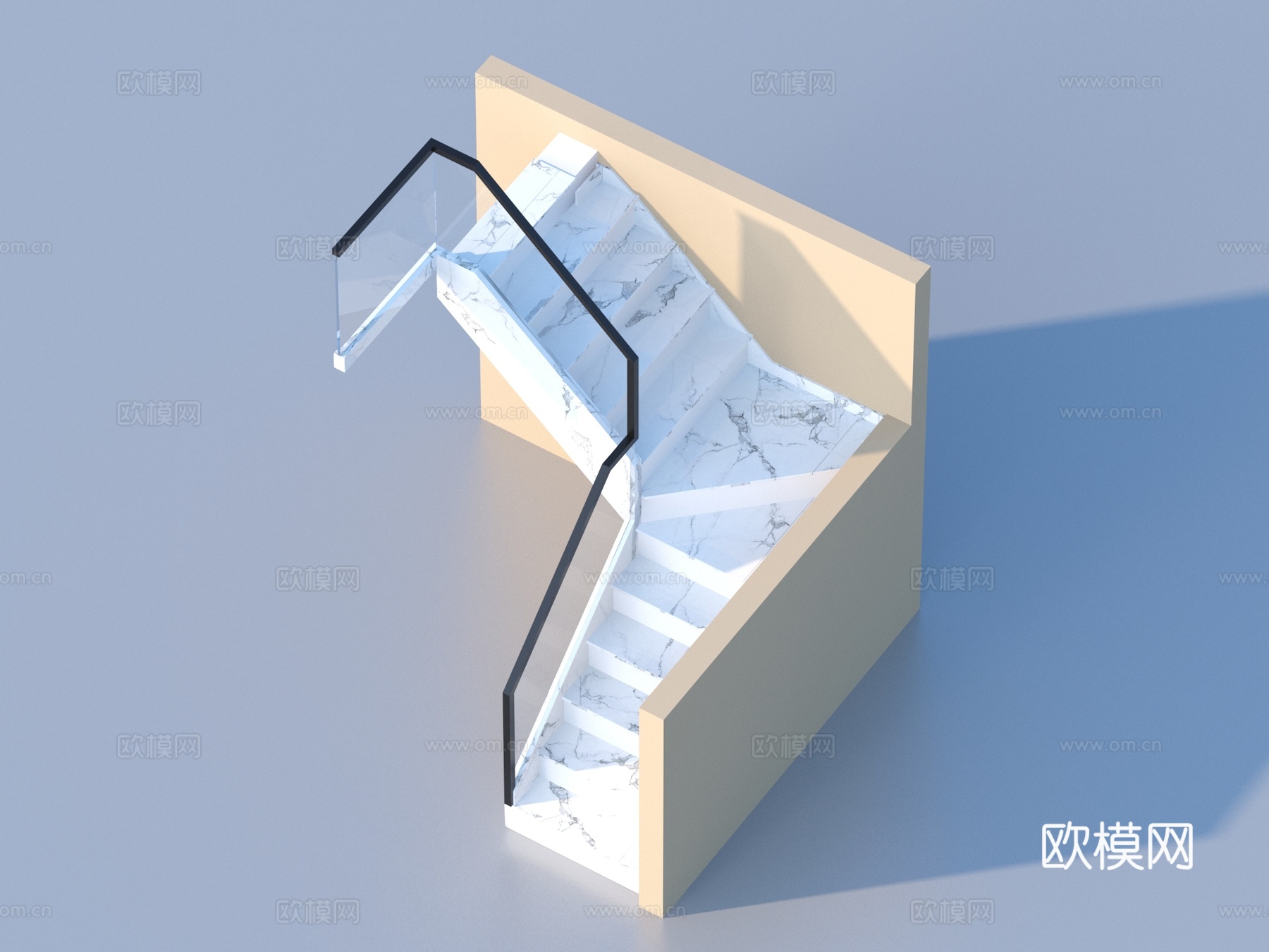 楼梯 玻璃扶手楼梯3d模型