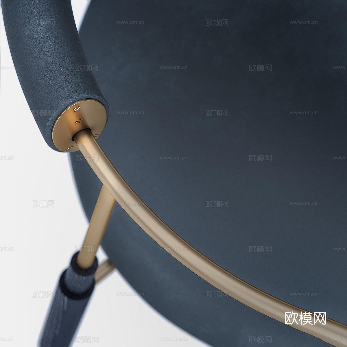 现代意式轻奢不锈钢布艺扶手椅3d模型