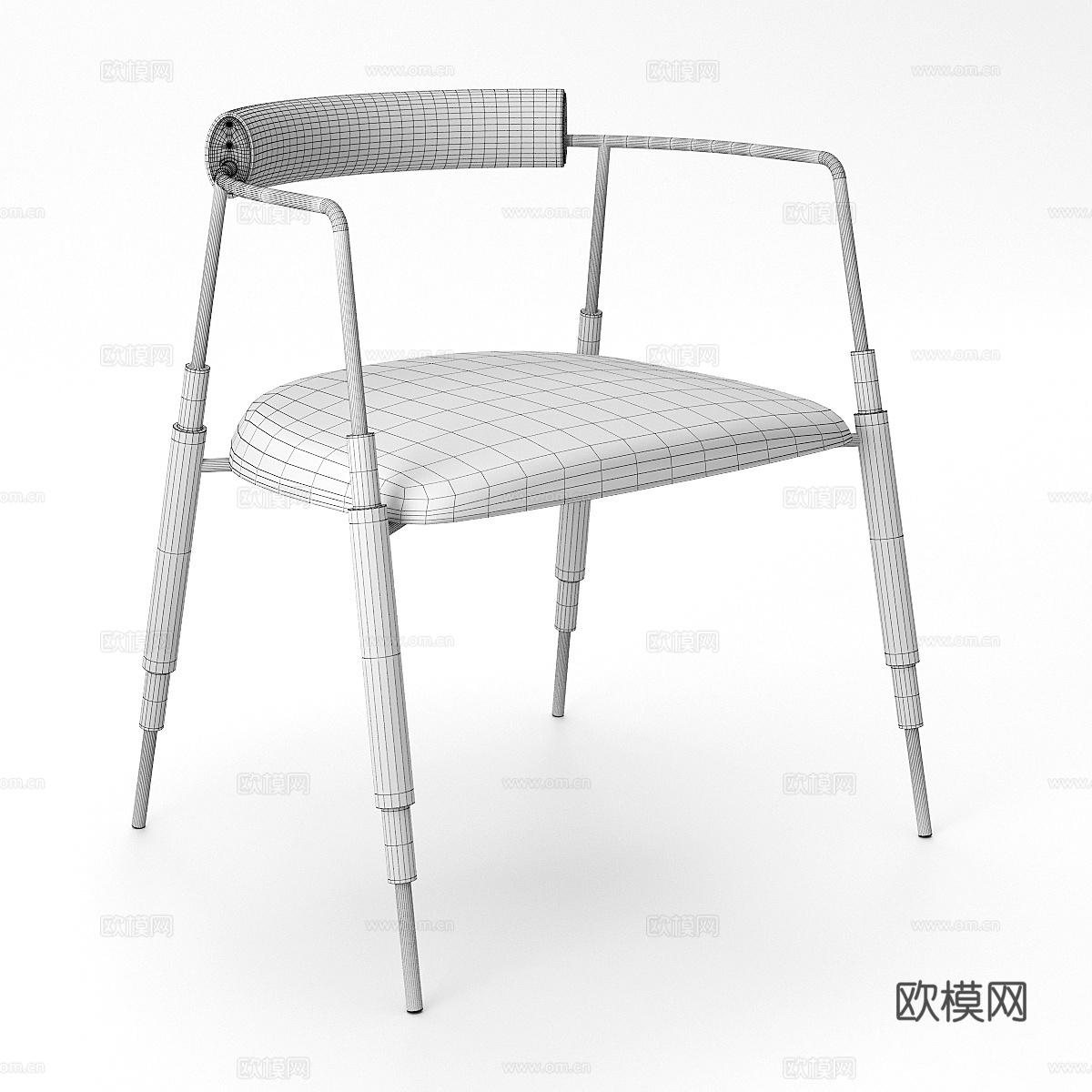 现代意式轻奢不锈钢布艺扶手椅3d模型