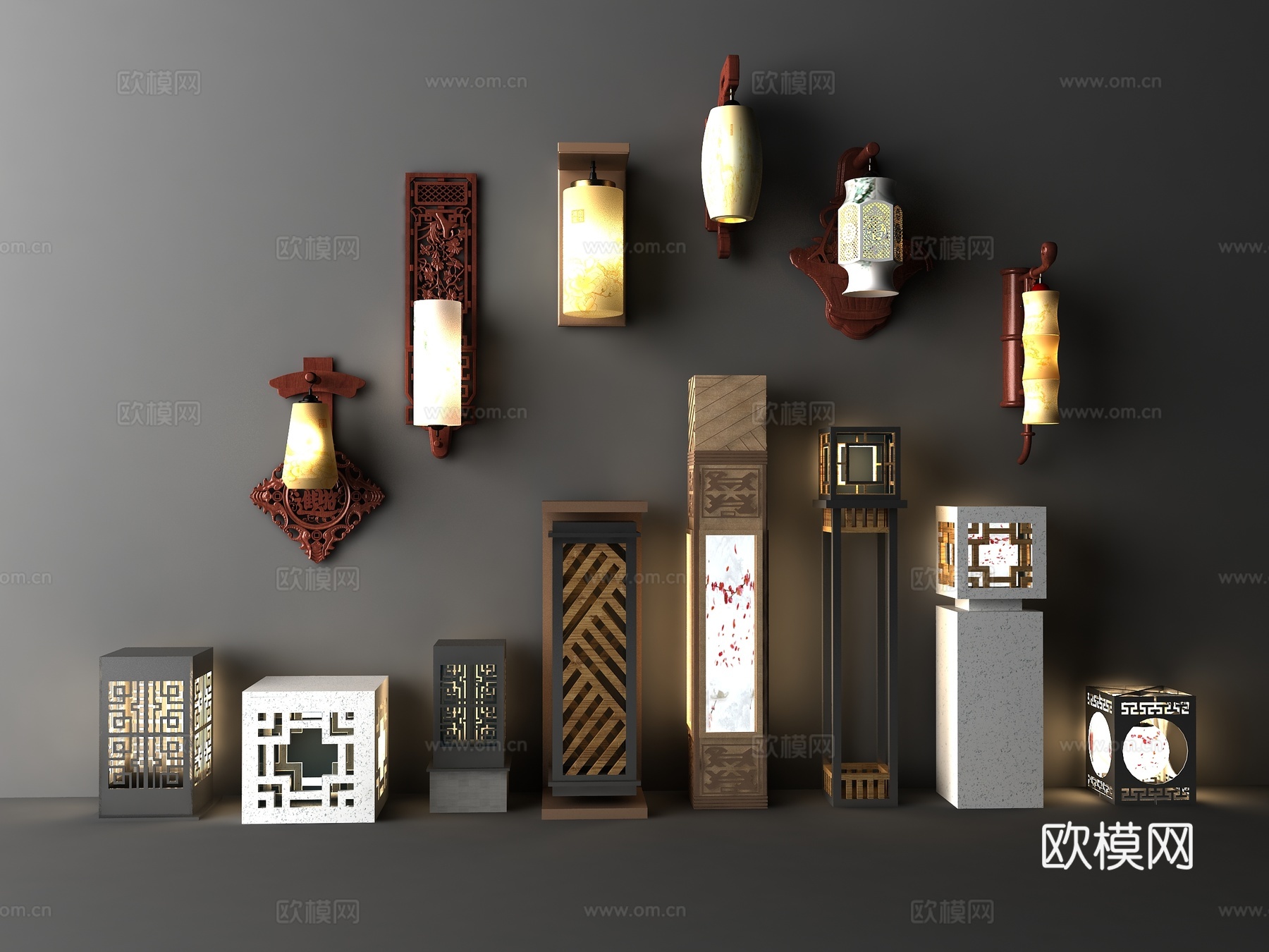 传统中式灯具及草坪灯合集3d模型