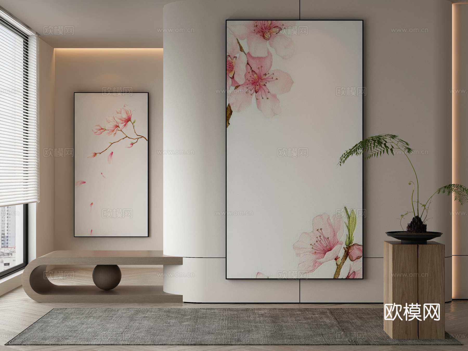 新中式侘寂挂画 油画3d模型