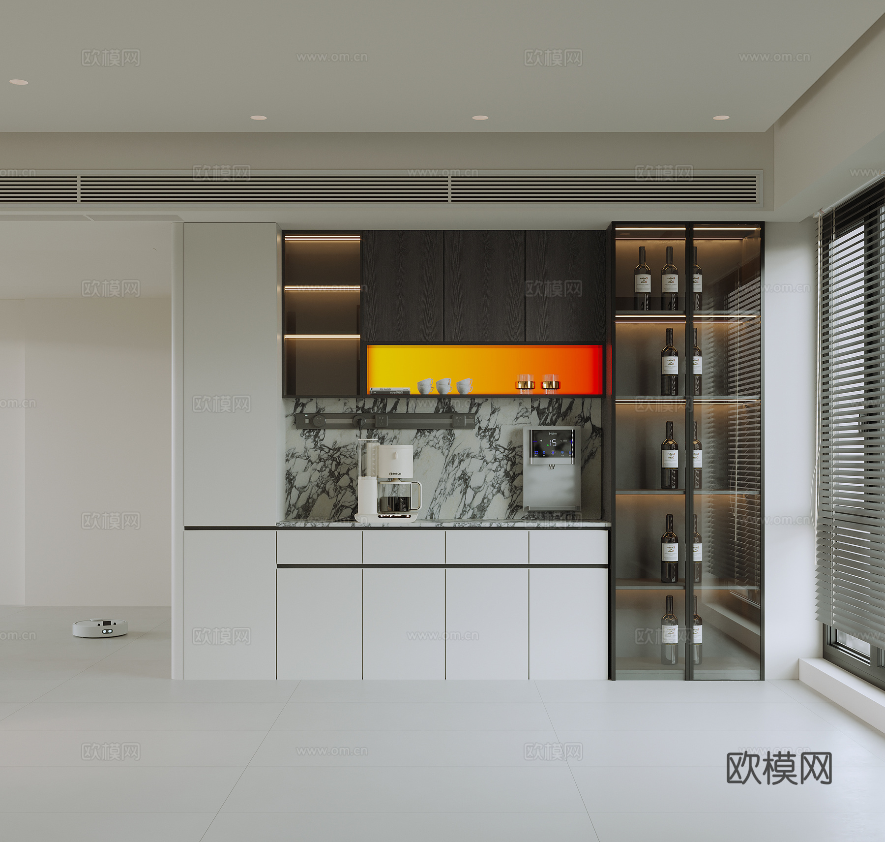 现代极简餐边柜 酒柜 装饰性餐边柜 水吧台 备餐台 咖啡机3d模型