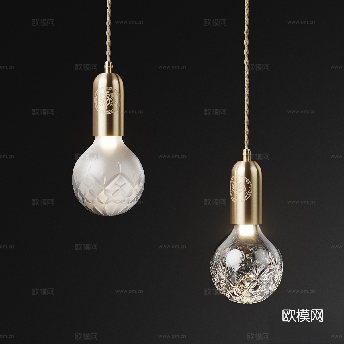 Lee Broom 磨砂透明水晶灯泡及吊灯3d模型