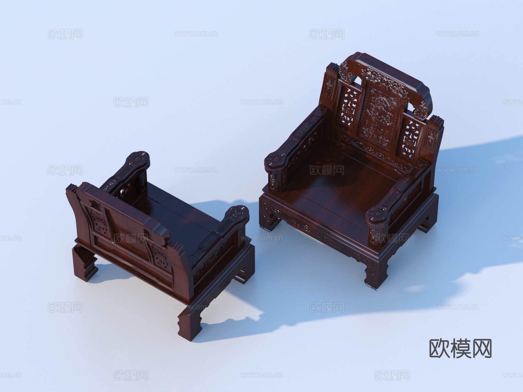 家具 单人沙发 雕花造型3d模型