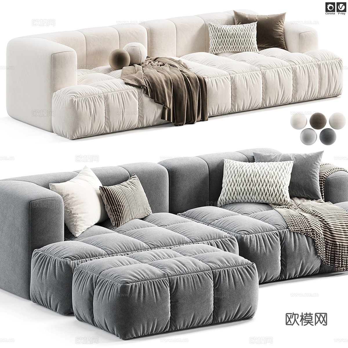 Julia Suede Fabric Soft Sofa b3d模型