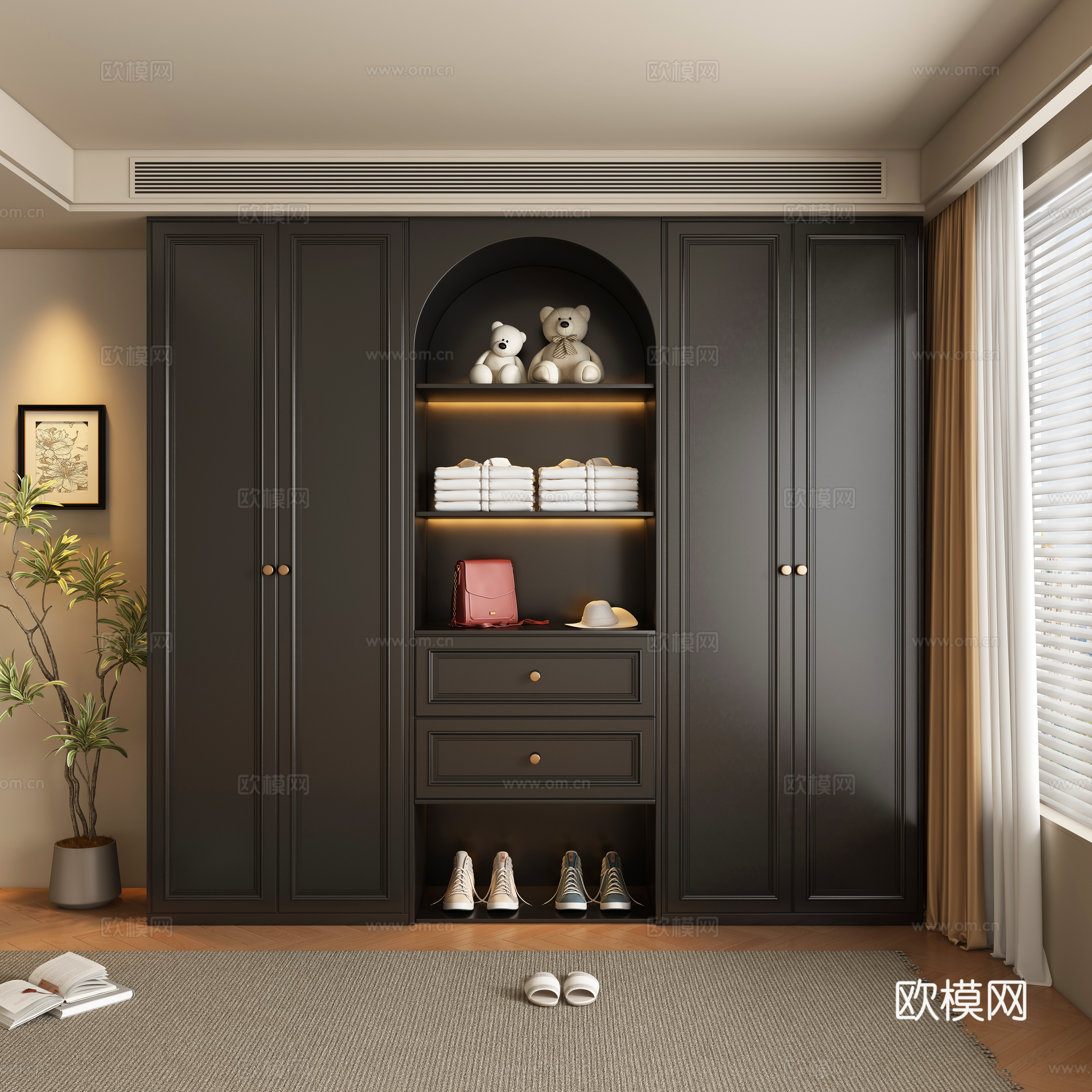 中古风衣柜3d模型