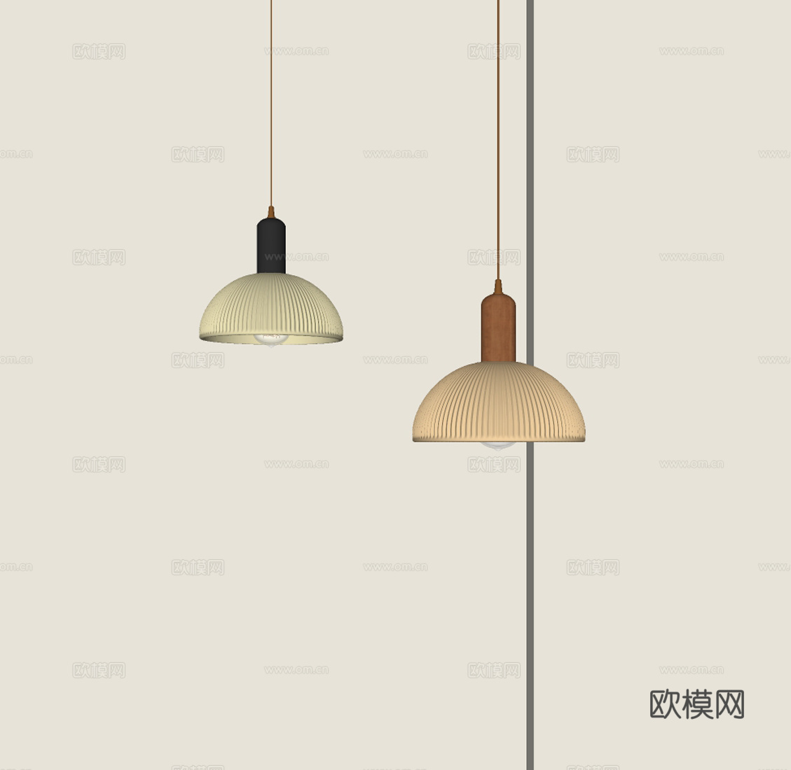 现代中古小吊灯su模型