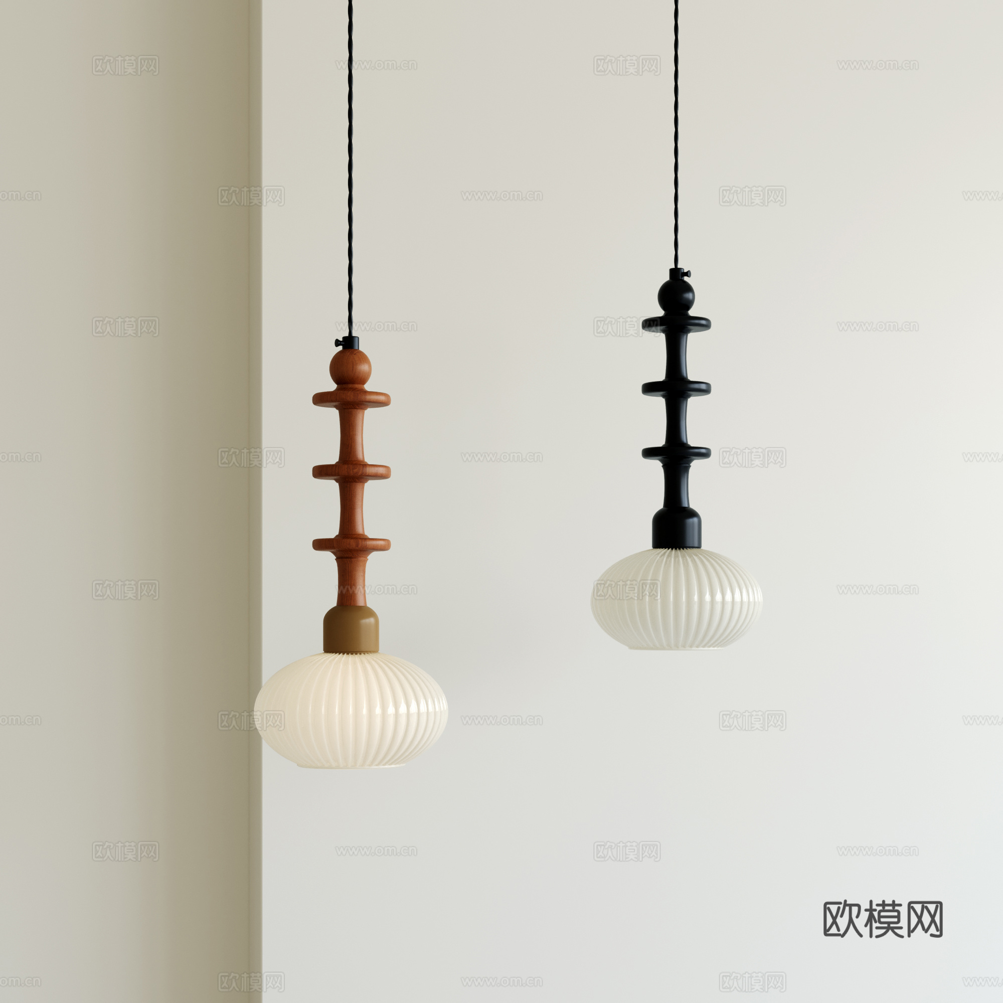 侘寂风中古小吊灯su模型