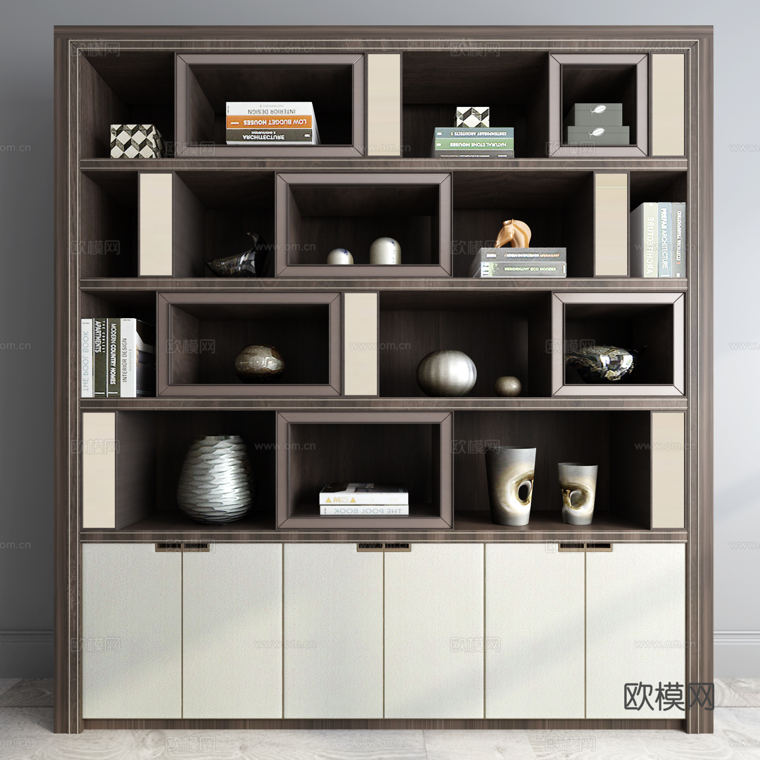 现代书柜3d模型下载（渲染图2）