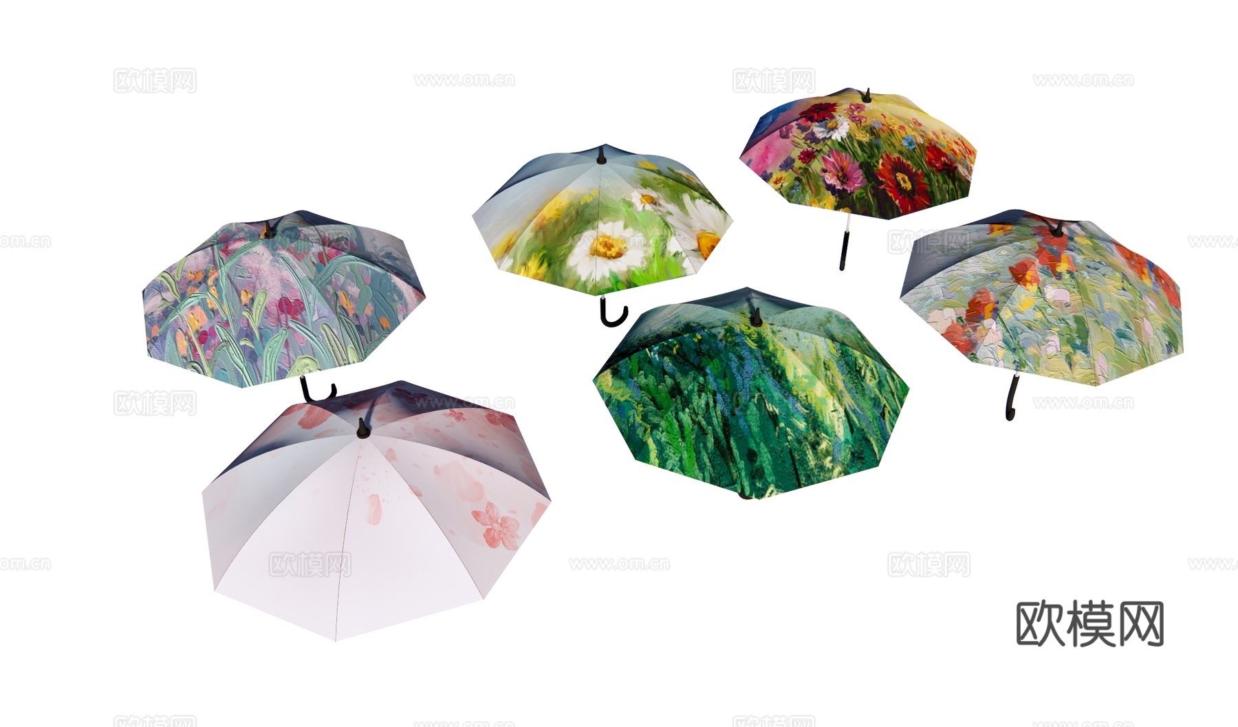 雨伞 遮阳伞 花纹伞su模型
