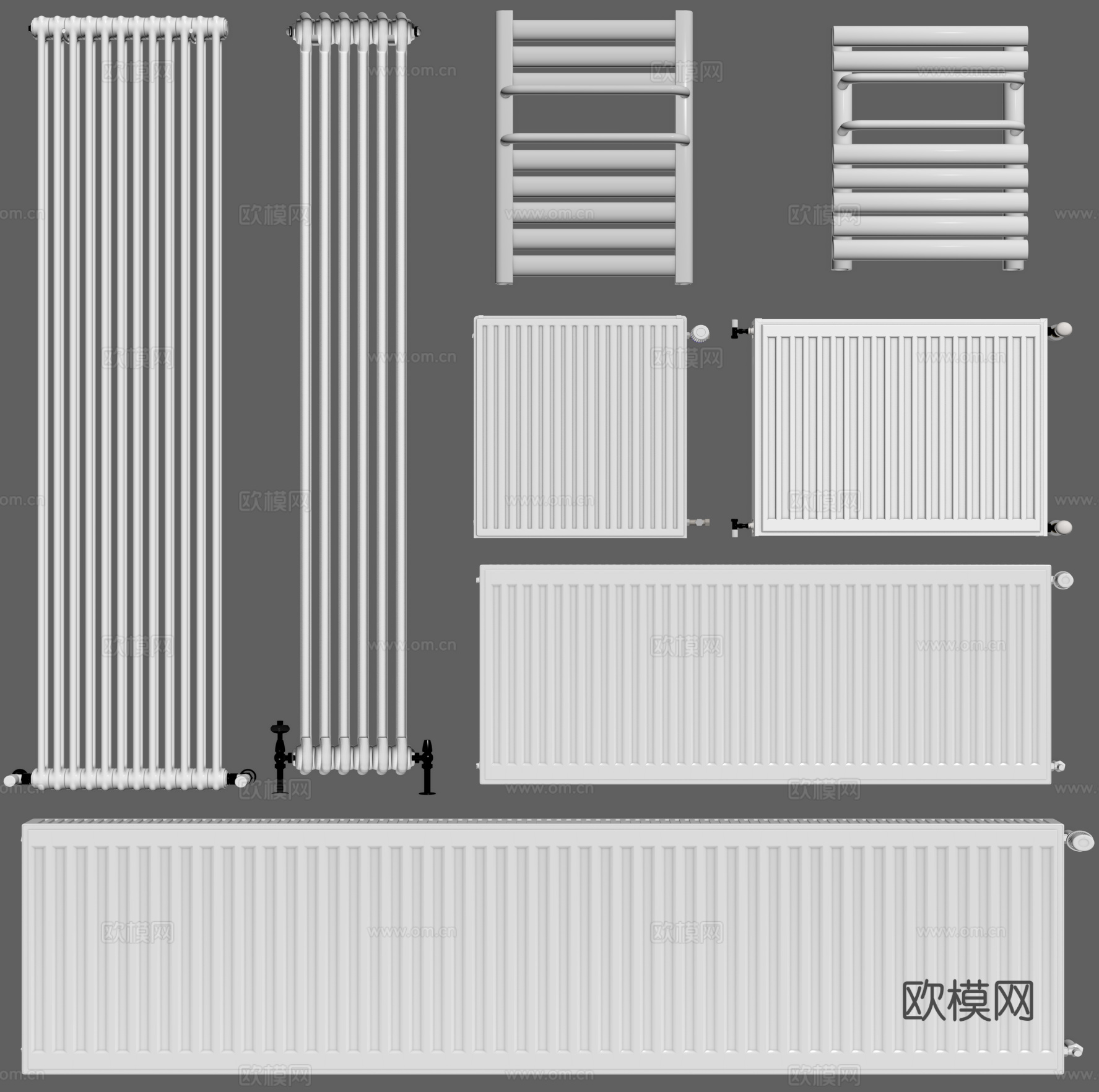 暖气片 散热片 取暖器 暖气管su模型