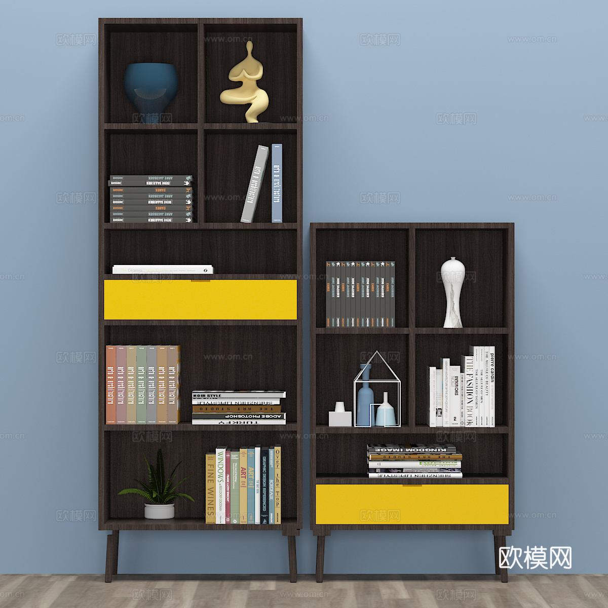 新中式书柜 书籍 书架3d模型
