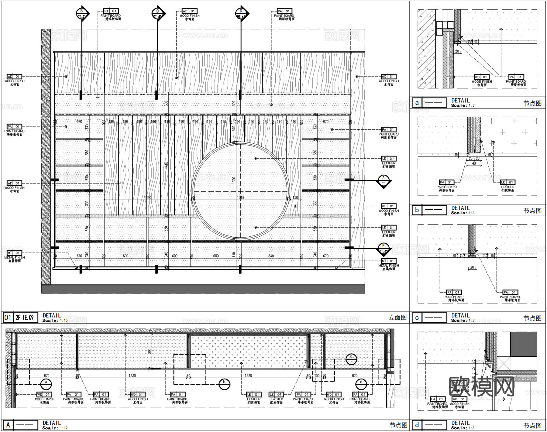 儿童娱乐空间柜子、烤漆板展示柜节点、开放式层板柜子cad施工图