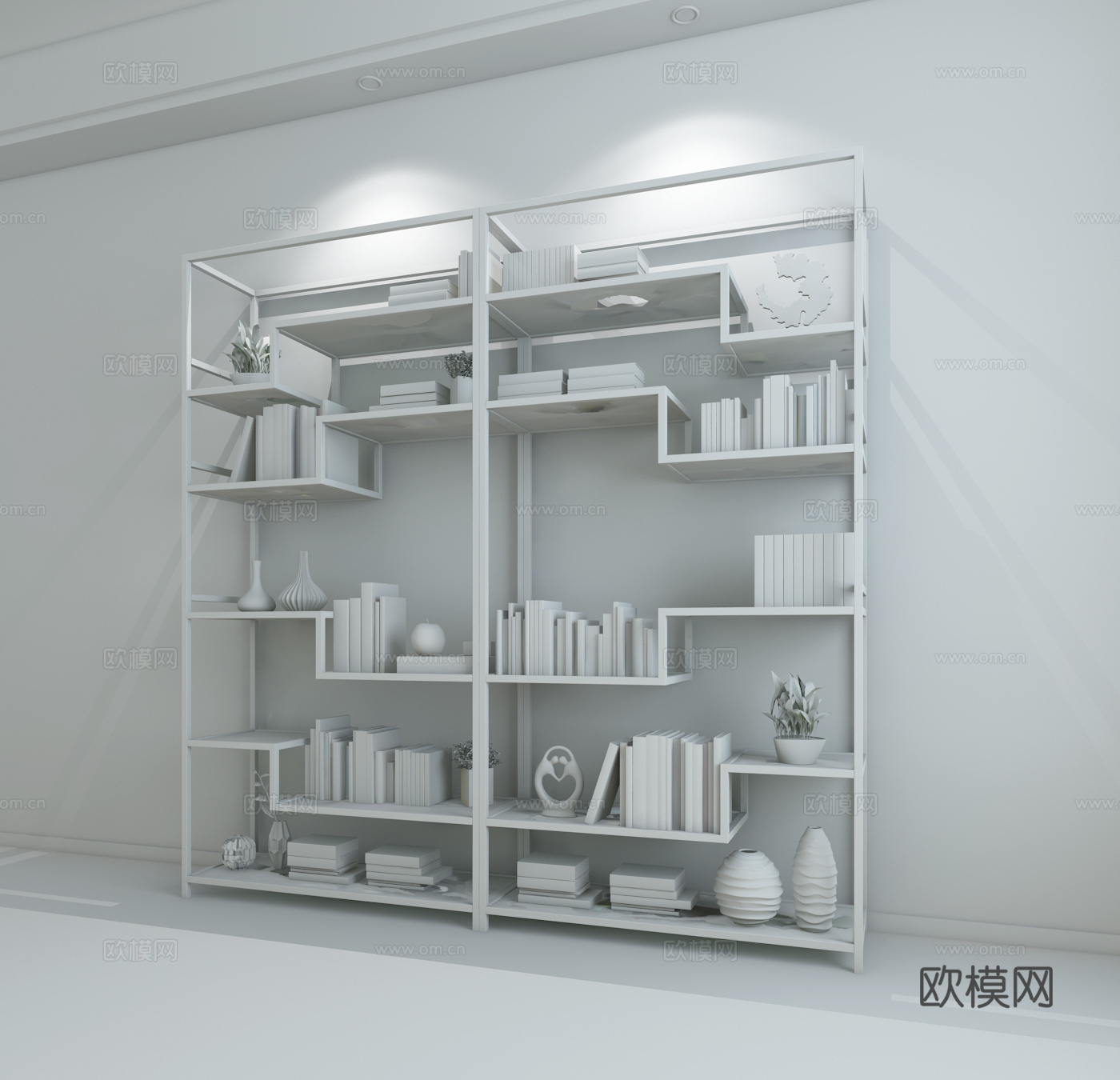 现代钛钢不锈钢书柜3d模型