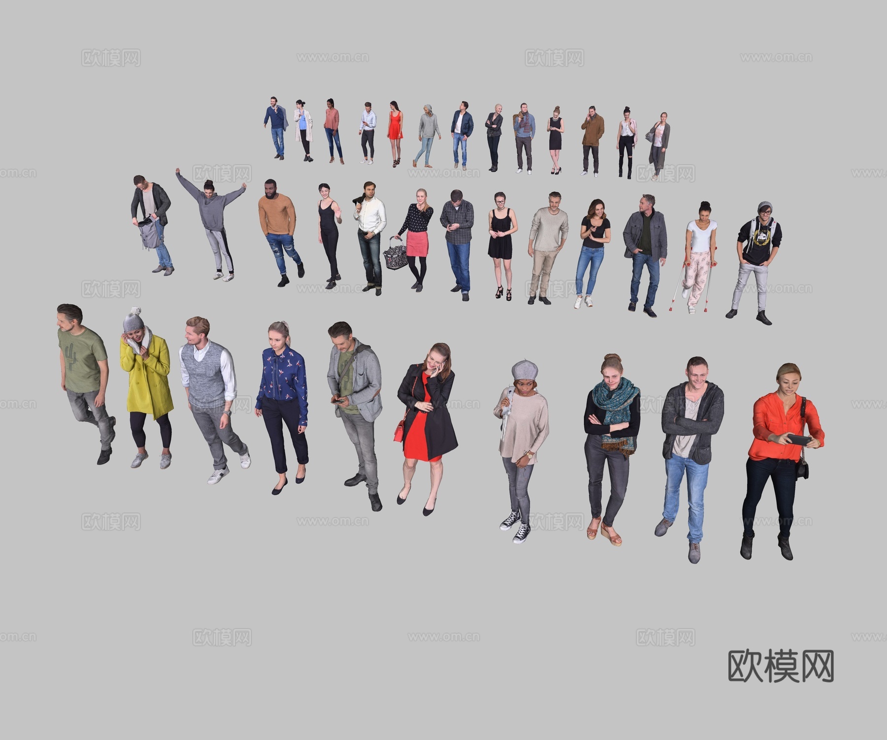 现代三维 人物多人 办公 休闲人物 坐姿 蹲姿人物su模型