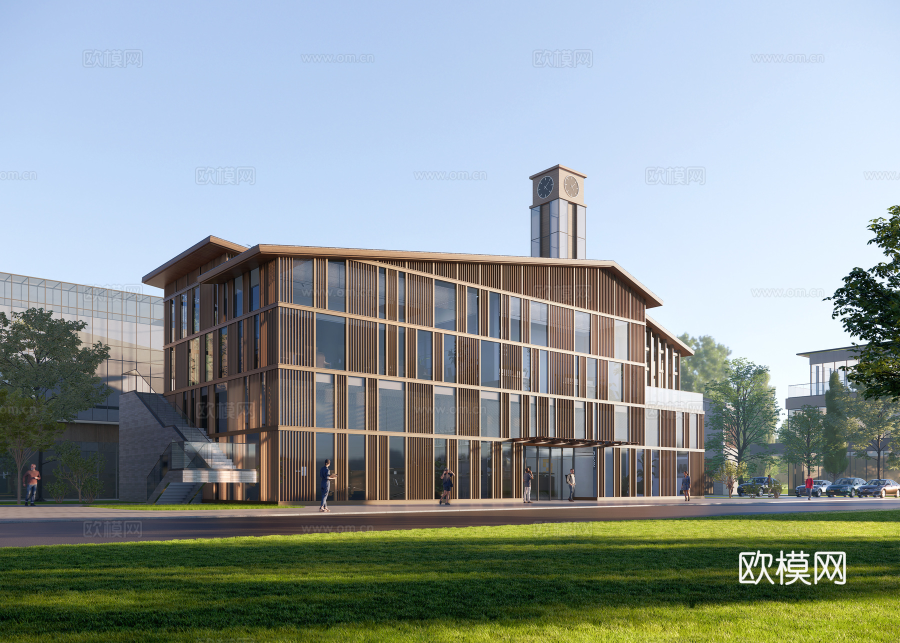 现代中式办公建筑su模型