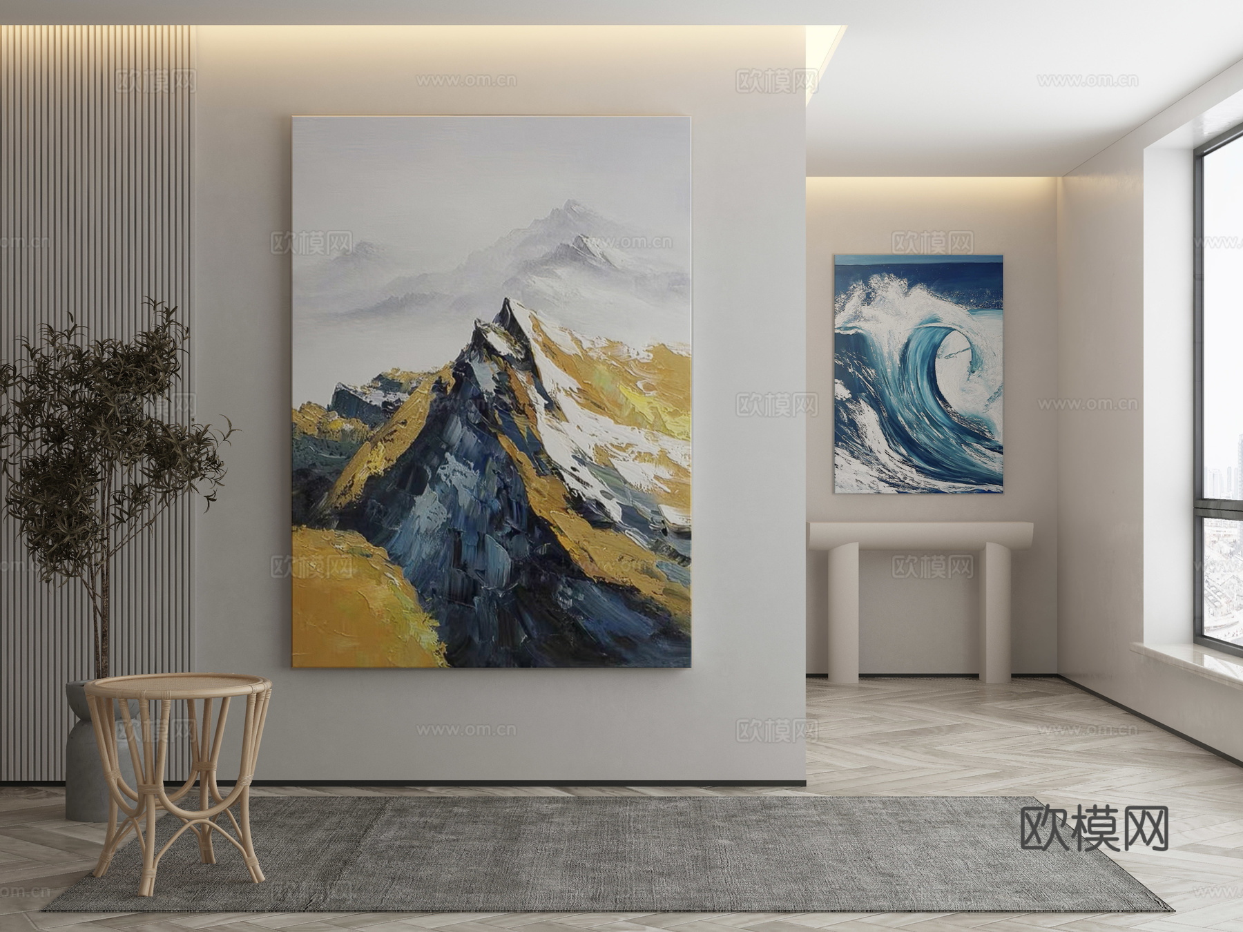 现代侘寂挂画 油画3d模型
