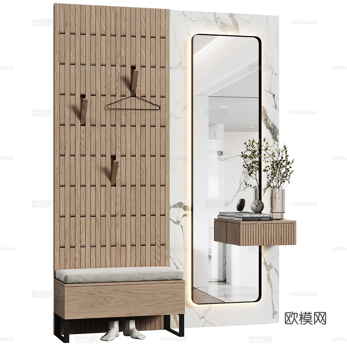 现代极简风格走廊 19（挂钩、鞋架）3d模型