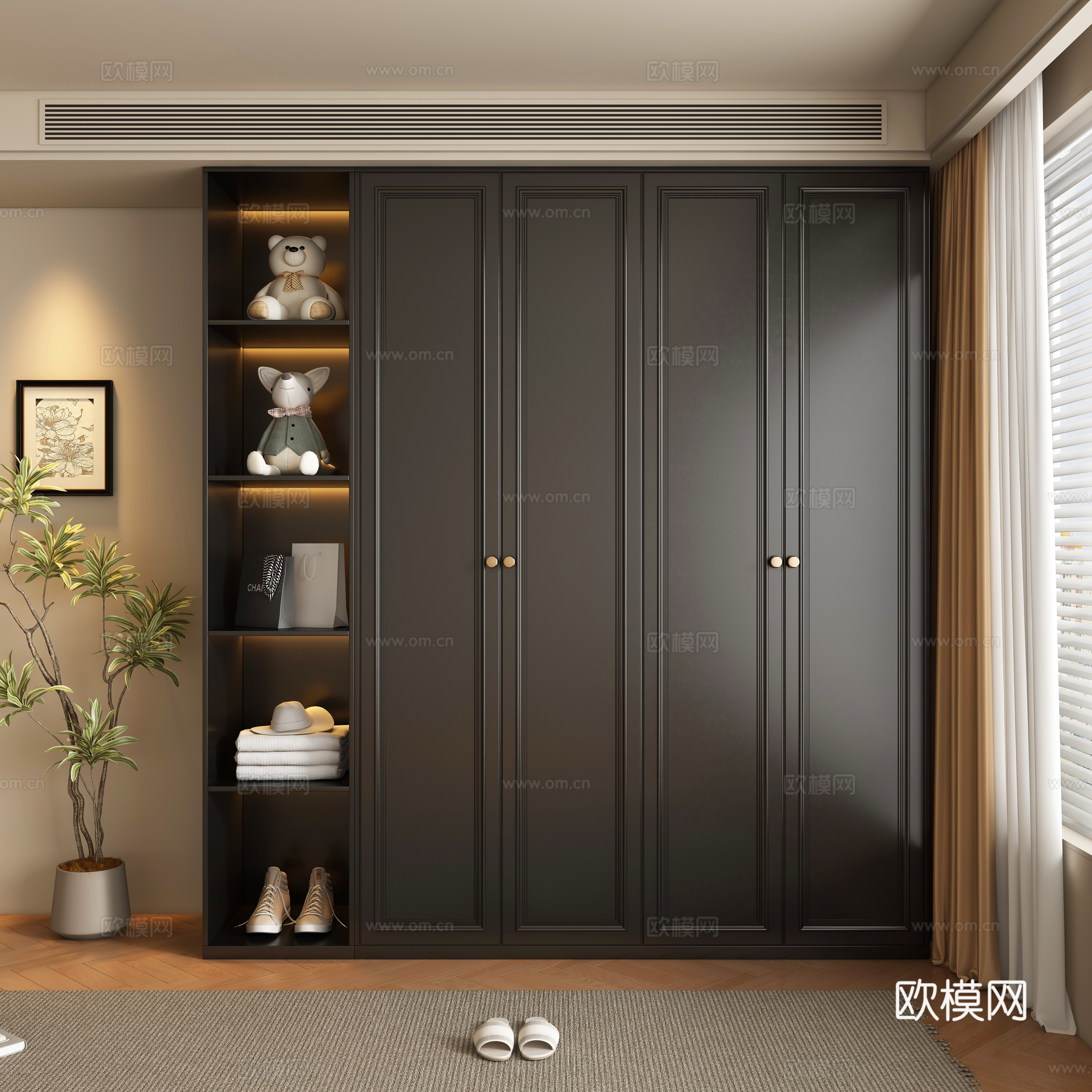 中古风衣柜3d模型