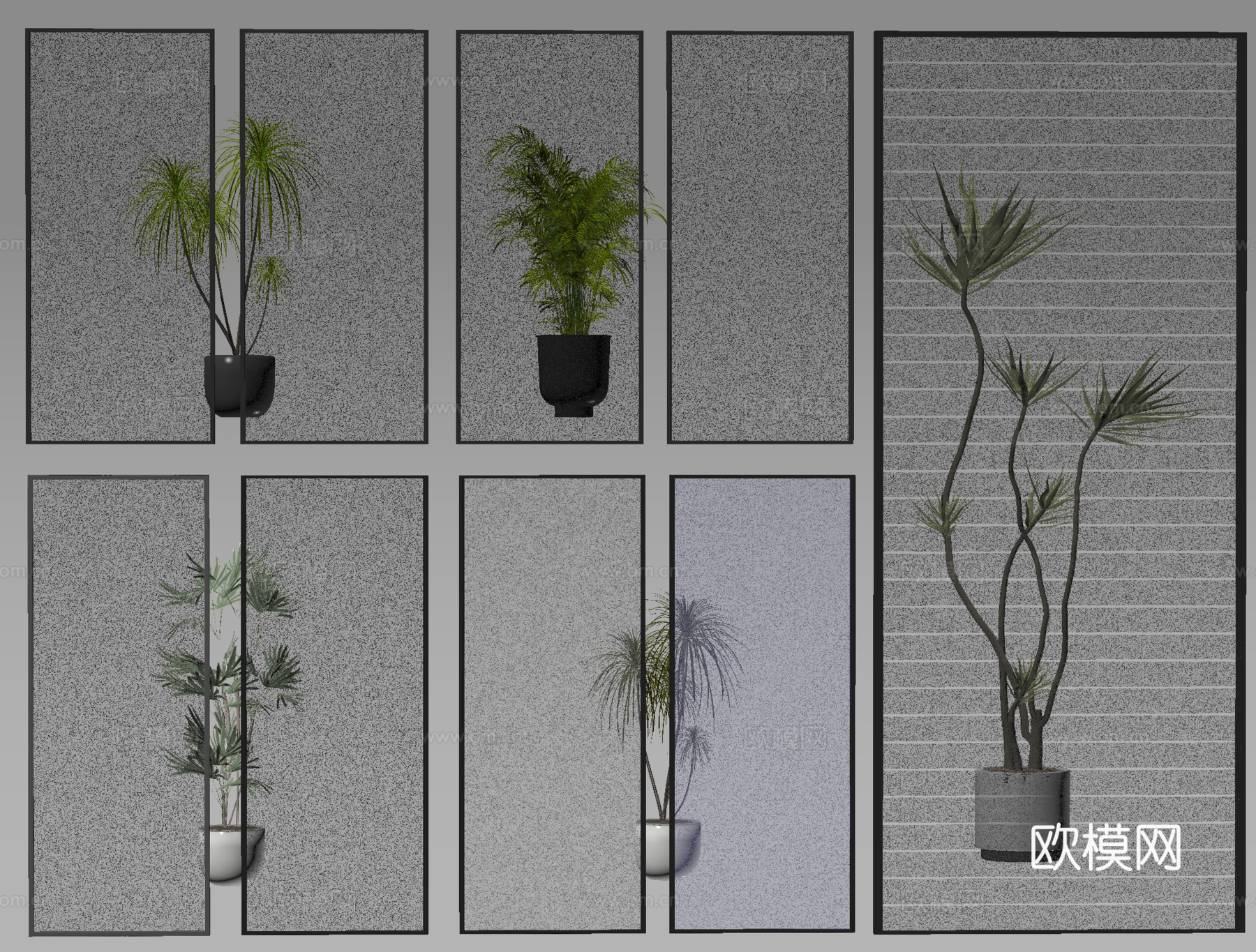 玻璃隔断 玻璃屏风su模型