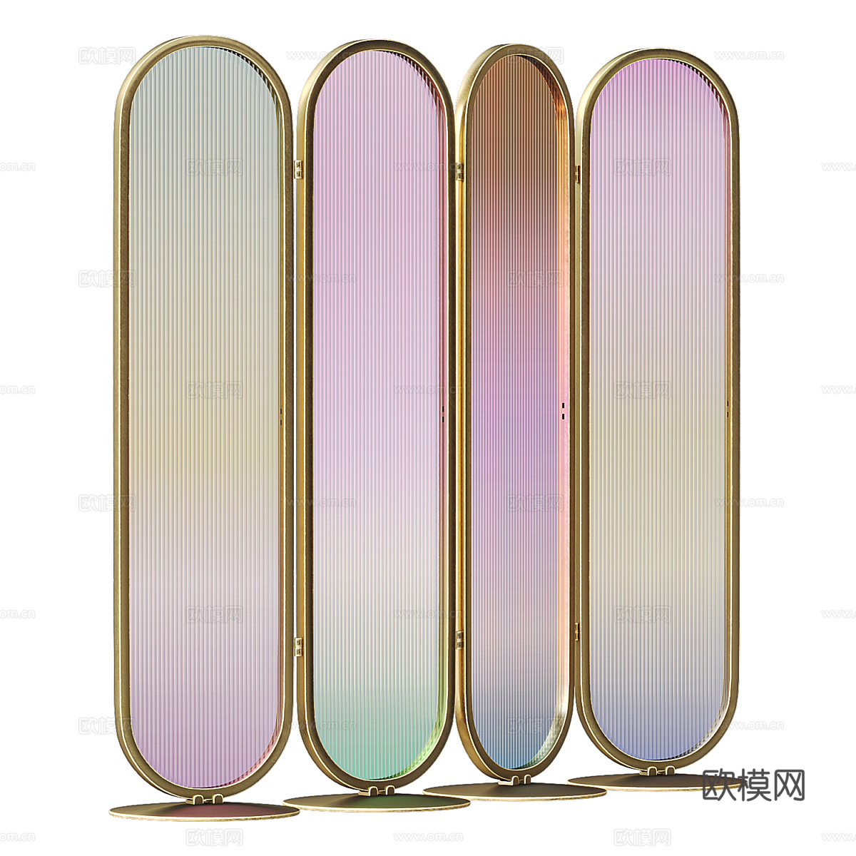 现代轻奢彩色玻璃屏风3d模型下载（渲染图3）