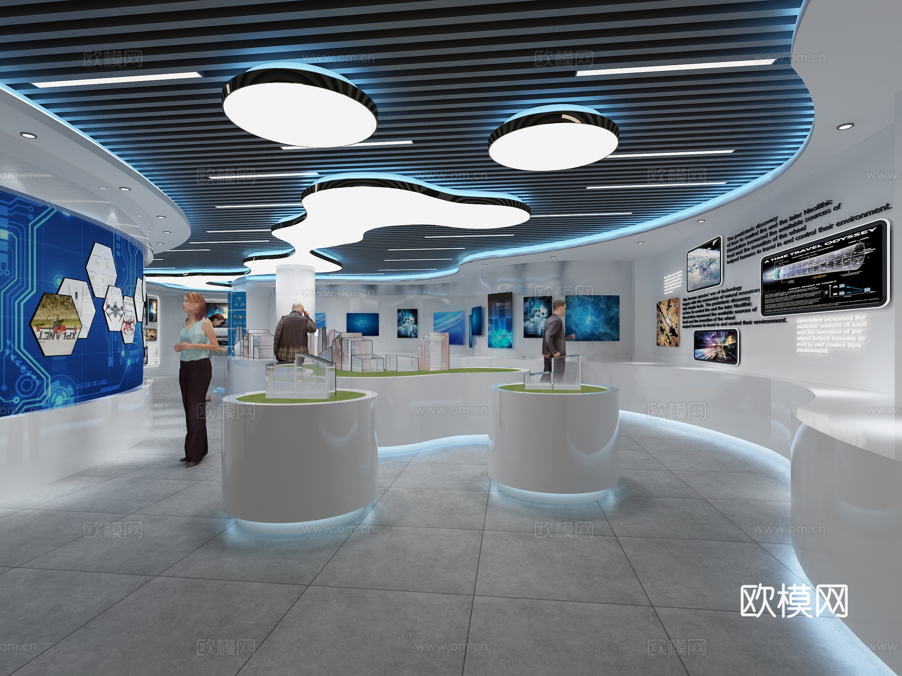 现代展厅 展板 智能家电 科技展厅 陈列室3d模型