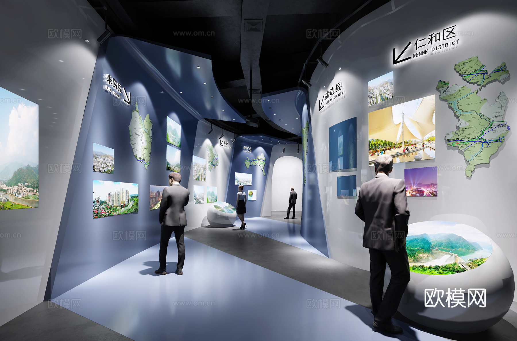工业风展厅过道3d模型