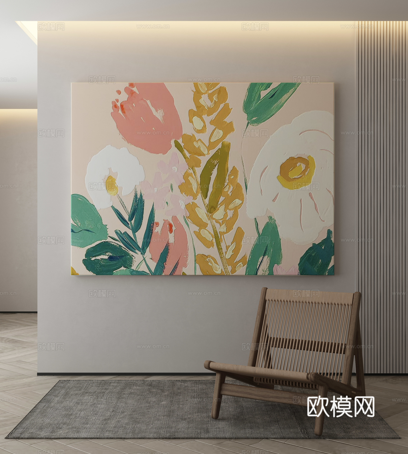 现代侘寂挂画 油画3d模型