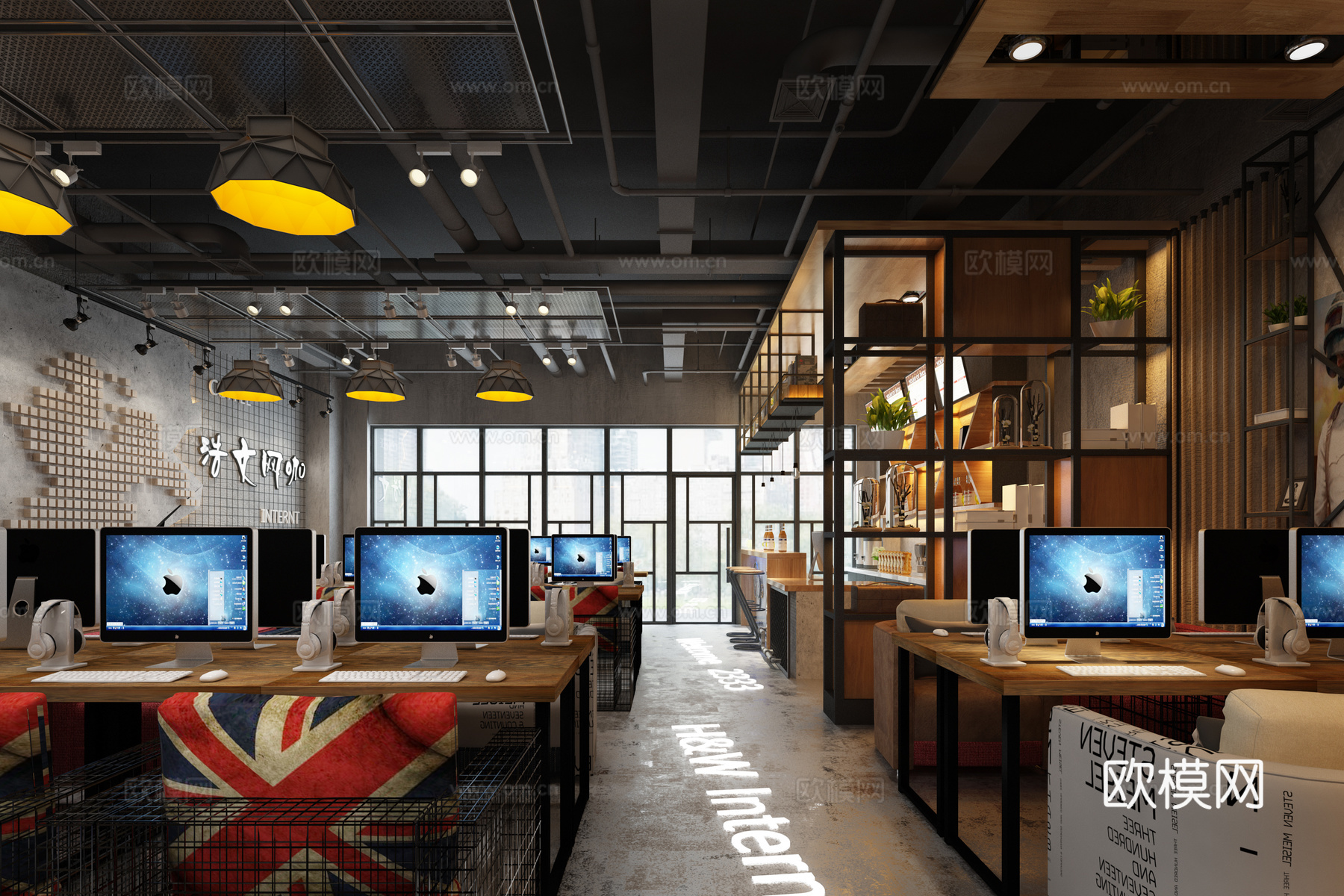 工业风网咖3d模型
