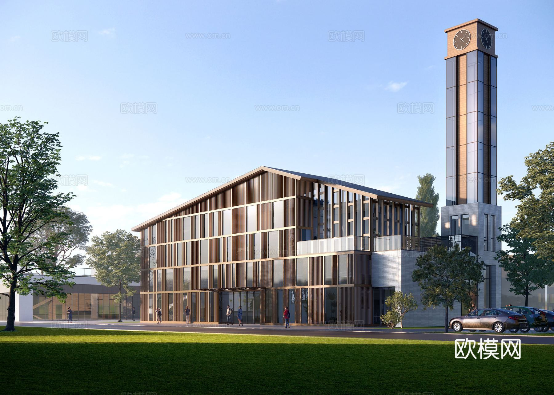 现代中式办公建筑su模型
